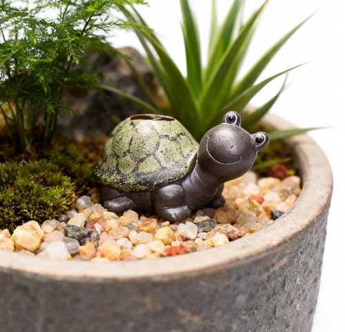 Cute Ceramic Garden Figurines Statue Set of 3 Turtle,Snail, Squirrel, Sculptures Ornaments for Home Office Desk Table Bookshelf Decor and Gifts