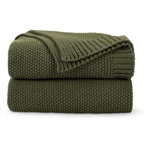 Knit Throw Blanket Waffle Weave Textured Midweight Soft Throw for Couch Sofa Bed Living Room Use