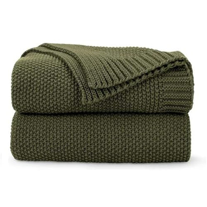 Knit Throw Blanket Waffle Weave Textured Midweight Soft Throw for Couch Sofa Bed Living Room Use