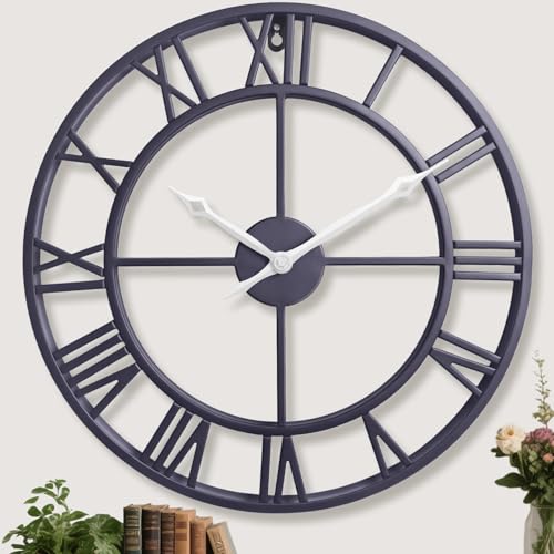 30 Inch Extra Giant Oversized Large Wall Clocks for Living Room Decor,Big Vintage Gold Roman Numerals Decorative Metal Wall Clocks for Bedroom, Kitchen, Office,Housewarming Gift - color: Slate Gray, size: 30 inch