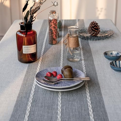 Deep Dream Tablecloth, Embroidered Waterproof Table Cloth Cotton Linen Wrinkle Free Anti-Fading Tablecloths Washable Dust-Proof Table Cover for Kitchen Dinning Party Christmas, 55 x 70 Inch - New Gray - color: New Gray, size: 70" x 55" (Rectangular)