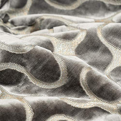 Silver Grey Square Throw Pillow Cover Wavy Velvet Cushion Cover Modern Zippered Pillowcase for Sofa Couch Bedroom Living Room Chair, 18 x 18 Inch - color: Grey, size: 18" x 18" (Pack of 1)