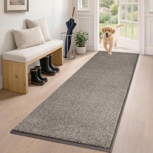 PURRUGS Hallway Runner Rug, 24" x 59", Heathered Beige | Machine Washable, Non-Slip, Waterproof TPR Backing, Super Absorbent, Low Profile, For Hallway, Kitchen, and Entryway - color: Heathered Beige, size: 24" X 59" (Runner)