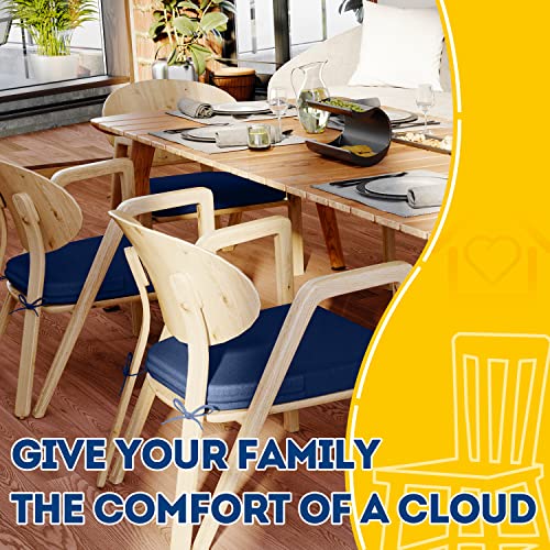 AAAAAcessories D-Shaped Chair Cushions, 2" Thick Dining Chair Pads with Ties and Removable, Machine-Washable Cover, 17" x 16", Set of 4, Blue - color: Blue, size: 4 Count(Pack of 1)