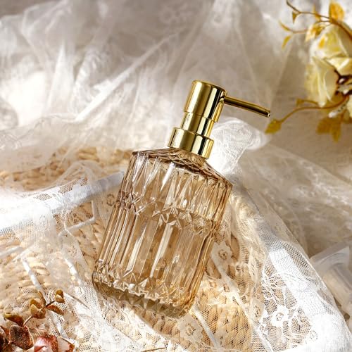 YunNasi Soap Dispenser with Pump Refillable | Liquid Hand Soap Dish Soap Dispensers for Bathroom Counter, Kitchen Sink, Amber - color: Amber