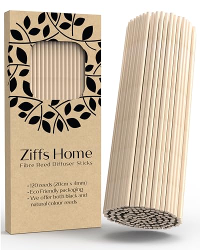 Ziffs Home® 120pcs Natural Fibre Reed Diffuser Sticks - 20cm/7.87in x 4mm/0.16in - Thick Diffuser Reeds Sticks - Diffuser Sticks for Diffuser Oils Fragrance Refill - Fibre Reeds for Diffusers - color: Natural - 7.87 Inch - 20cm