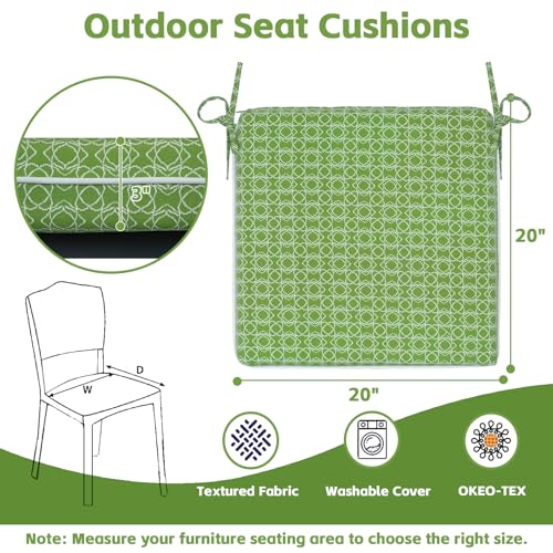 COZYVIDA Outdoor Chair Cushions Set of 4, 20"x20" Square Seat Pads with Tie Straps and YKK Zippers, 35D High-Density Foam, Water-Resistant Fabric,UV-Resistant 1000+ Hrs - color: Print 025