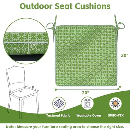 COZYVIDA Outdoor Chair Cushions Set of 4, 20"x20" Square Seat Pads with Tie Straps and YKK Zippers, 35D High-Density Foam, Water-Resistant Fabric,UV-Resistant 1000+ Hrs - color: Print 025