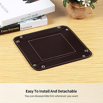 YAPISHI Valet Tray Leather Catchall Jewelry Tray Dice Box Bedside Tray Key Phone Coin Change Watches and Candy Holder Sundries Entryway Tray | PU Leather Nightstand Dresser Coffee Table Organizer Caddy for Pocket Stuff,Jewelry,Dice,Coins,Wallet,Watch,Ring