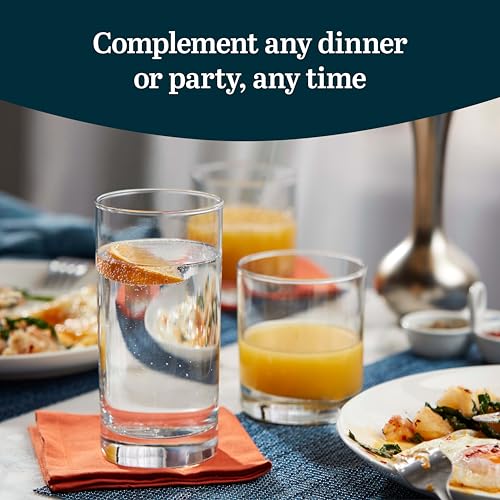 Province Tumbler & Rocks Drinking Glasses Set of 16, Tall Glass Cups | 15.2 oz and 11.1 oz Capacities for Water, Juice, Cocktails, and More with Lightweight Design and Dishwasher-Safe Cleanup - color: 01 - Province 16