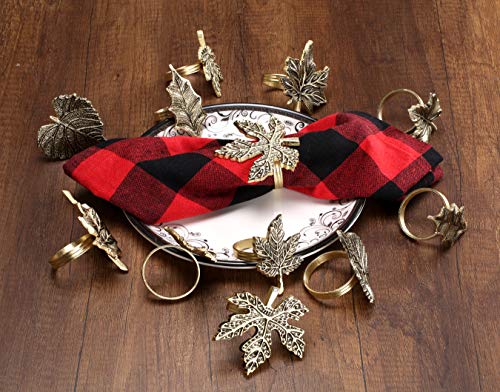 Alpha Living Home Gold Leaf Napkin Rings, Set of 12 - color: Antique Leaf Gold, size: 12- Pack