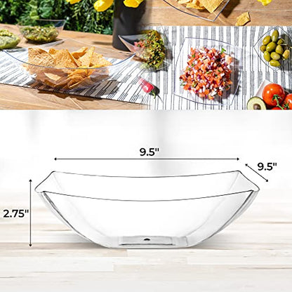4 Pack Disposable Clear Plastic Serving Bowls Square Party Candy Use 64oz | Square Design. Disposable Party Tableware. Salad, Fruit & Candy Use. Candy Buffet Containers. Clear Plastic. - color: Clear, size: 64 OUNCE
