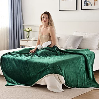 Sherpa Fleece Throw Blanket, Green, 50x60 inches | Double-Sided Super Soft Luxurious Plush Blanket Throw Size - color: Green, size: 50"×60"