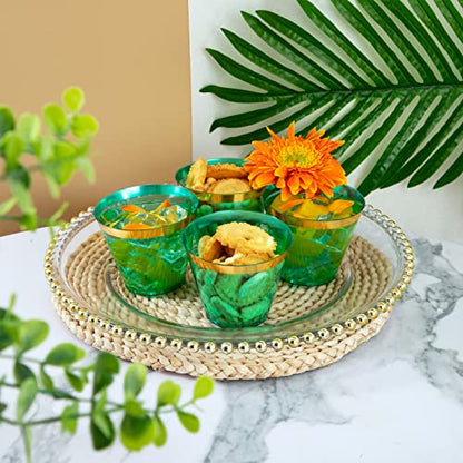 150 PCS Green Plastic Cups,9oz Clear Green Disposable Cups with Gold Rim | Old Fashioned Tumblers Gold Rimmed Green Plastic Cups,Unbreakable cups for Any occasion: Weddings, Parties, Business Events - color: Green