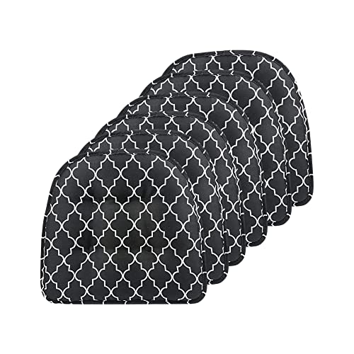Klear Vu Omega Non-Slip Chair Cushions, Assembled in USA, U-Shaped Skid-Proof Seat Pads for Dining Room, Kitchen, Office, 15"x16" 6 Pack Geo Black 6 Count - color: Geo Black, size: 6 Pack