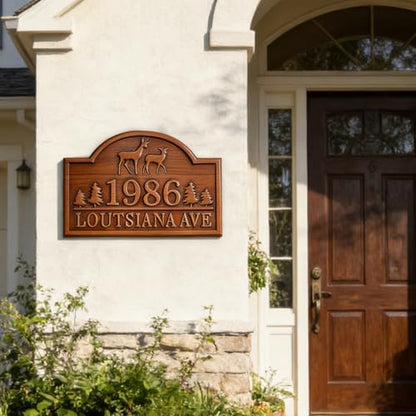 Wood House Address Plaque House Numbers for Outside,Personalized Address Numbers for House, Modern House Number Sign Plaque, Metal Address Yard Sign,Numbers for House Address - color: Style 2