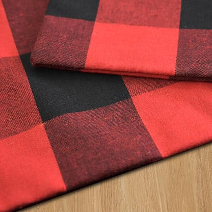 Red & Black 2 Side Cotton Buffalo Check Placemats Set of 4 Heat Resistant Dining Table Place Mats for Kitchen Table, 12 x 18 inches - color: Plaids Red & Black, size: Rectangular Placemats 12" x 18"