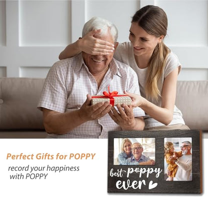 Father's Day Poppy Gifts, Poppy Gifts 3D Photo Frame Hold 4x6 Inches Two Photos, Birthday Gift for Him from Grandkids, Who Wants Nothing - color: poppy