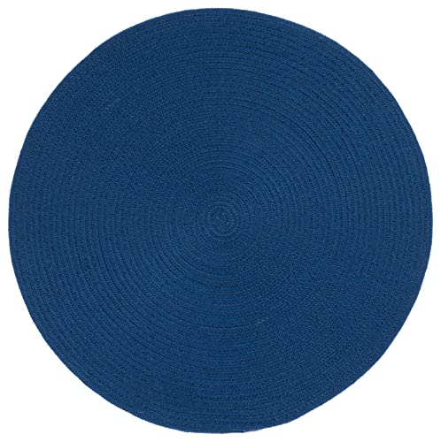 SAFAVIEH Braided Collection Area Rug - 4' Round, Dark Blue, Handmade Country Farmhouse, Ideal for High Traffic Areas in Living Room, Bedroom (BRD402M) - color: Dark Blue, size: 4' (Round)