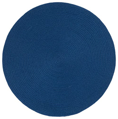 SAFAVIEH Braided Collection Area Rug - 4' Round, Dark Blue, Handmade Country Farmhouse, Ideal for High Traffic Areas in Living Room, Bedroom (BRD402M) - color: Dark Blue, size: 4' (Round)