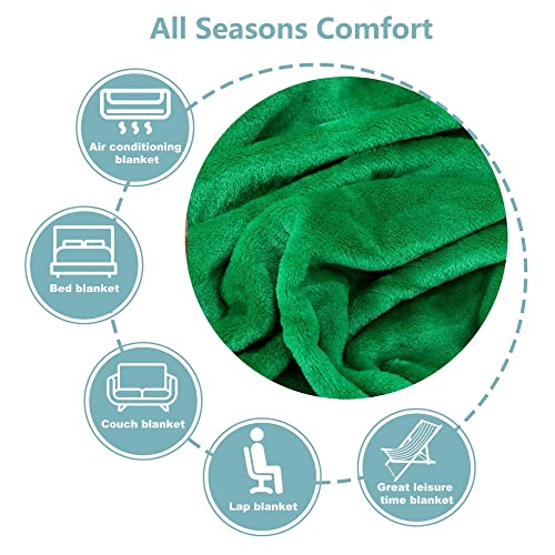 NANPIPER Fleece Blankets Super Soft Flannel Queen Size Blanket for Bed Luxury Cozy Microfiber Plush Fuzzy Blanket,Emerald Green - color: Emerald Green, size: Queen