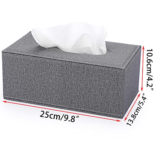 Sumnacon Tissue Box Cover Rectangle Linen Tissue Box, Stylish Tissue Box Holder with Magnetic Bottom,Decorative Tissue Cover for Bathroom Living Room Toilet Table Desk Office Car, Grey | Elegant Tissue Box Cover Rectangular,Decorative Tissue Covers for Ba