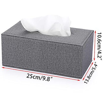 Sumnacon Tissue Box Cover Rectangle Linen Tissue Box, Stylish Tissue Box Holder with Magnetic Bottom,Decorative Tissue Cover for Bathroom Living Room Toilet Table Desk Office Car, Grey | Elegant Tissue Box Cover Rectangular,Decorative Tissue Covers for Ba