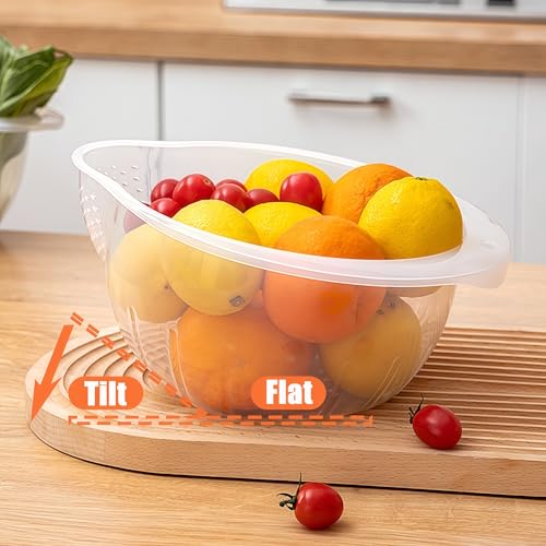 Japanese Rice Strainer Quinoa Washing Bowl Small Grains Washer Cleaner | Plastic Side Drainers Colander for Rinsing Fruits, Vegetables and Beans, BPA-Free - color: Clear