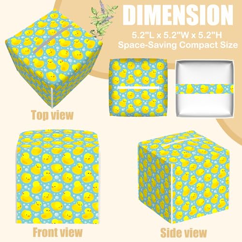 Yellow Rubber Ducks Tissue Box Cover Square, Tissue Box Holder with Bottom Belt Leather Facial Paper Organizer Dispenser for Bathroom Bedroom Dresser Night Stand Tabletop - color: Yellow Rubber Ducks