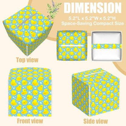 Yellow Rubber Ducks Tissue Box Cover Square, Tissue Box Holder with Bottom Belt Leather Facial Paper Organizer Dispenser for Bathroom Bedroom Dresser Night Stand Tabletop - color: Yellow Rubber Ducks