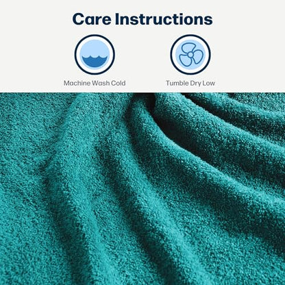 24-Piece Set of Towels, Lightweight 380 GSM Cotton Towels, Quick Drying, Absorbent Hand Towels, Fingertip Towels, Bath Towels, & Washcloths, Teal Blue - color: Teal Blue