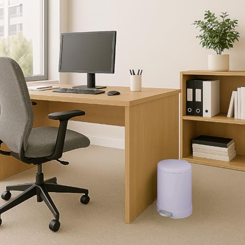Glad Small Trash Can, 1.2 Gallon | Round Stainless Steel Garbage Bin with Soft Close Lid & Step Foot Pedal | Metal Waste Basket with Removable Inner Bucket, Lavender - color: Lavender