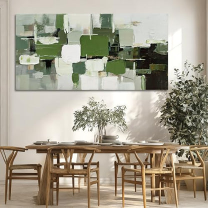 Abstract Canvas Wall Art Green White Black Gray for Living Room 29x58 Inch - color: White and Green and Black, size: 58"L x 29"W