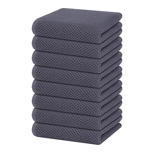 Homaxy 100% Cotton Waffle Weave Kitchen Dish Towels 8-Pack, Dark Grey | 13 x 28 Inches, Ultra Soft Absorbent Dish Towels, Quick Drying Cleaning Towels - color: Dark Grey, size: 13 X 28 - 8 Pack
