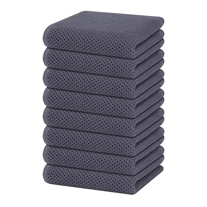Homaxy 100% Cotton Waffle Weave Kitchen Dish Towels 8-Pack, Dark Grey | 13 x 28 Inches, Ultra Soft Absorbent Dish Towels, Quick Drying Cleaning Towels - color: Dark Grey, size: 13 X 28 - 8 Pack