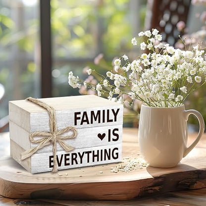 Sweet Home Decorative Book Stack for Farmhouse, Rustic Tiered Tray Decor, Family Wooden Book Decor for Living Room Table Shelf, Housewarming Gifts - 30
