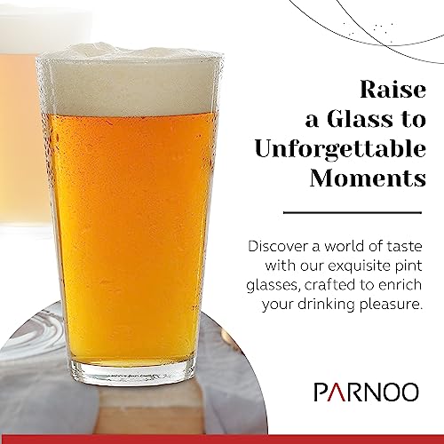 Pint Glasses Set of 6 - 16 oz Drinking Glasses Made for Cold Beverages - 16 oz Mixing Glass & Highball Set of 6 for Homes, Pubs & More - Freezer & Dishwasher-Friendly Cocktail Glasses, PARNOO - size: 6 Pack
