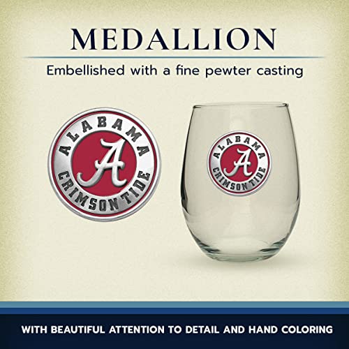 Heritage Pewter Alabama Stemless Glass Water Goblets – Set of 2 | 15 OZ Water Goblets | Expertly Crafted Pewter Glass - style: Alabama