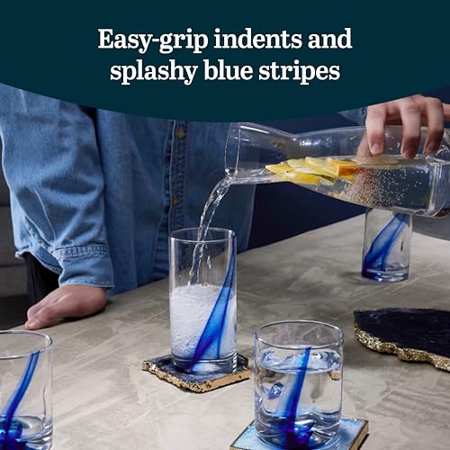 Blue Ribbon Tumbler & Rocks Drinking Glasses Set of 16, Dimpled Cups | 16.75 oz and 12.5 oz Capacities for Water, Juice, Cocktails, and More with Blue Ribbon Design and Dishwasher-Safe Cleanup - color: 02 - Blue Ribbon