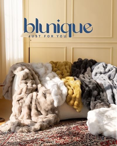 Ultra Soft Cozy Faux Fur Throw Blanket, Fuzzy Plush Thick Bubble Blanket, Oversize Luxury Fluffy Blanket for Couch, Bed, and Living Room, 60x80 Inches, Cream White - color: Cream White, size: Twin