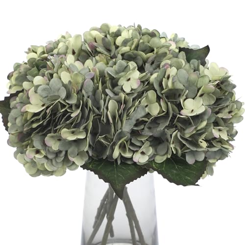 Kimura's Cabin 6pcs Hydrangea Artificial Flowers Fake Hydrangeas,Mint Green | Silk Hydrangea Flower with Stems Faux Flower,Home Table Centerpieces Wedding Bouquets Arrangements Baby Shower Party Decor - color: Mint Green