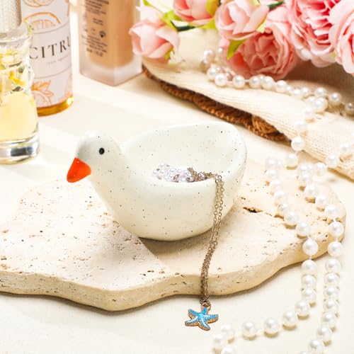 Handmade Ceramic Silly Goose Ring Dish Jewelry Tray Cottage Trinket Tray Cute Silly Goose Ring Dish for Rings Earrings