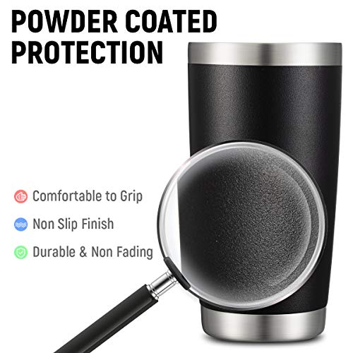COMOOO 20oz Black Tumbler 4 Pack Stainless Steel Insulated Travel Mug with Lid and Straw Vacuum Double Wall Coffee Cup for Hot Beverage and Cold Drinks(Black, 4 Pack) - color: Black