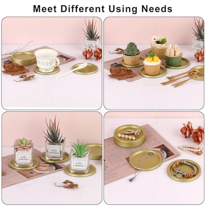 OwnMy 3PCS Iron Candle Holders for Pillar Candles, 3" Metal Candle Plates | Small Round Tealight Holders Gold Iron Pillar Candle Trays, Elegant Candle Stand Bases for Wedding Dining Table Centerpieces - color: Gold-3pcs