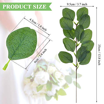 WILLBOND 30 Pieces Eucalyptus Stems Artificial Leaf Stem Faux Long Eucalyptus Artificial Greenery Leaves for Wedding, Office, Holiday, Home, Garden, Greens Decor
