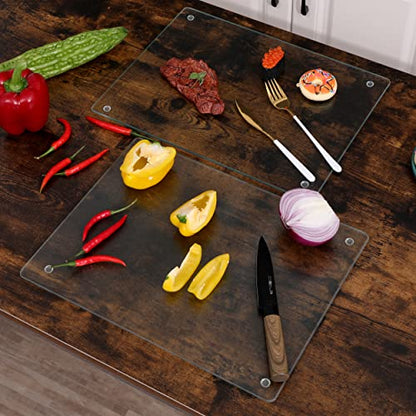 Murrey Home Glass Cutting Board for Kitchen Counter, Tempered Glass Chopping Boards Dishwasher Safe, Small Clear Countertop Tray, Scratch Resistant, Heat Resistant, Non Toxic, Clear, 20"x16" - color: Smooth Clear, size: 19.7"L x 15.7"W