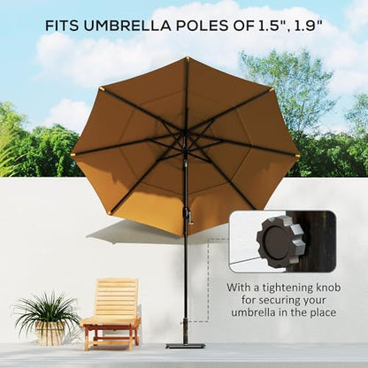 Outsunny Flat Patio Umbrella Base 29 lbs for 1.5"/1.9" Poles Bronze | Square Metal Patio Umbrella Stand Base Holder, Adjustable Foot Pads, Heavy Duty, Outdoor Lawn Poolside - color: Bronze