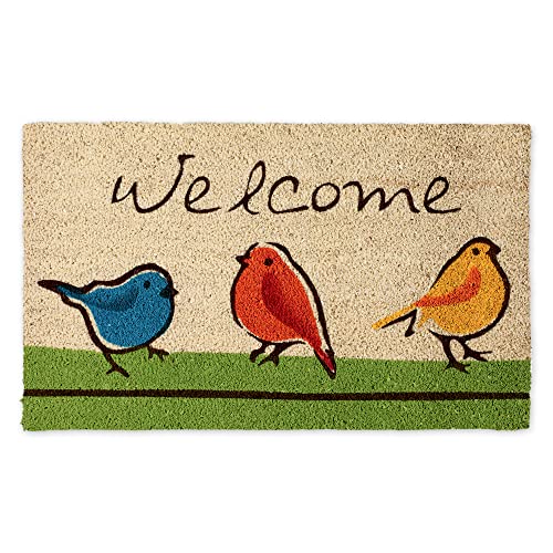 DII Natural Coir Doormat Outdoor Welcome Mat, 17x29, for The Birds - color: For the Birds