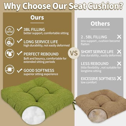 BUYUE Chair Cushion Set for Rocking Chair, Back Pillow & Seat Cushion with Ties, Original Woven Fabric Non-Slip Chair Pads for Elderly Sitting, Grass Green - color: Grass Green