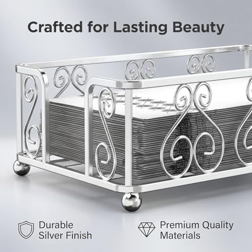 Guest Towel Holder Tray for Bathroom Countertop, Silver Napkin | Guest Bathroom, Powder Room & Vanity Use - color: E - Silver Guest Towel Holder Tray, size: Guest Towel Holder